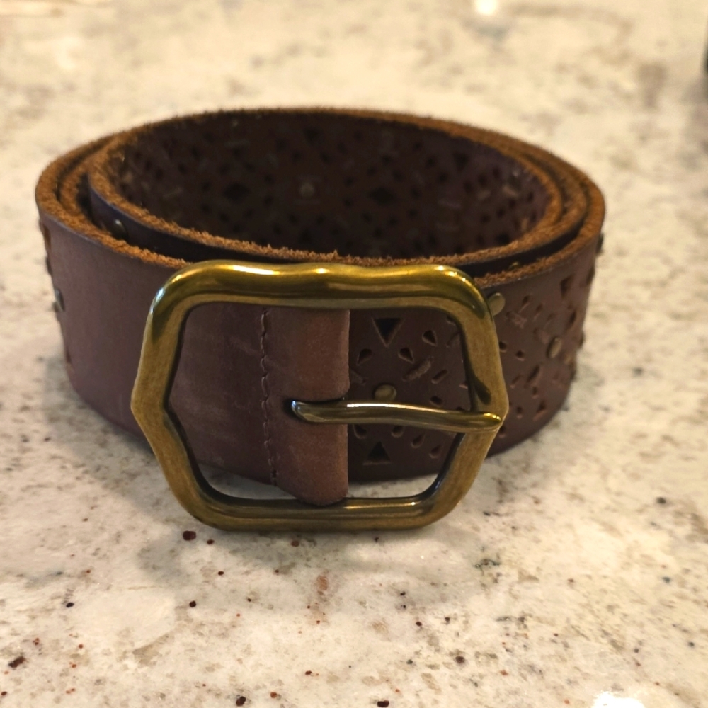 Lucky Brand Leather Wide Belt In M/L